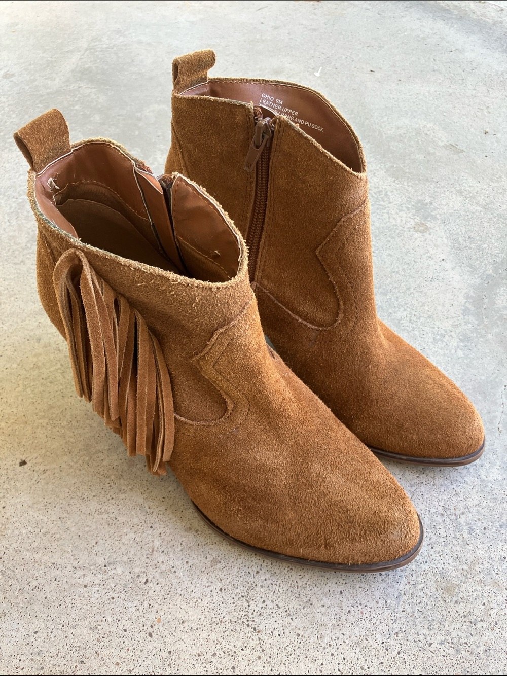 Steve Madden Ohio Suede Leather Fringe Ankle Boots, 9